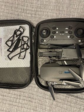 Foldable Black Drone with Remote Controller and case